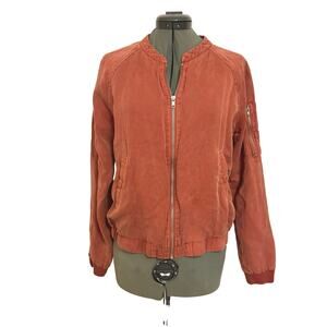 Lola Rae Gemma Tencel Bomber Jacket Burnt Orange Medium